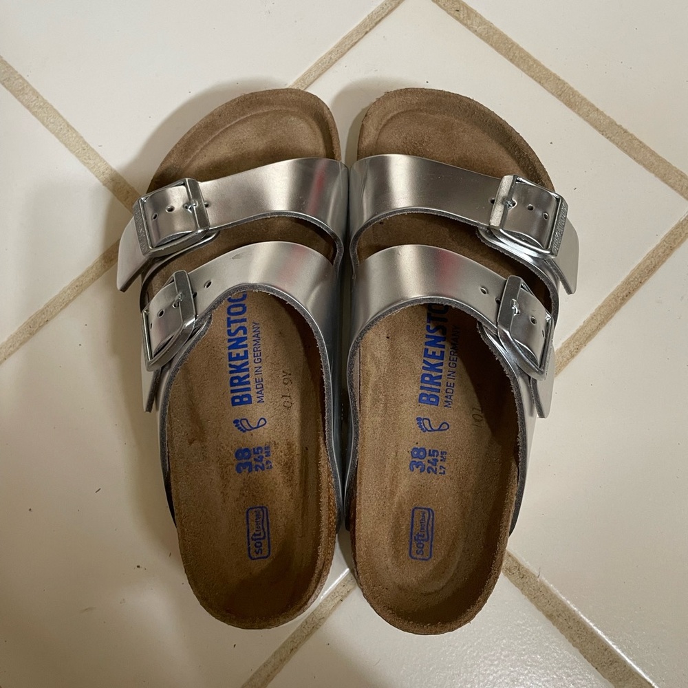 Birkenstock Metallic Silver Sandals